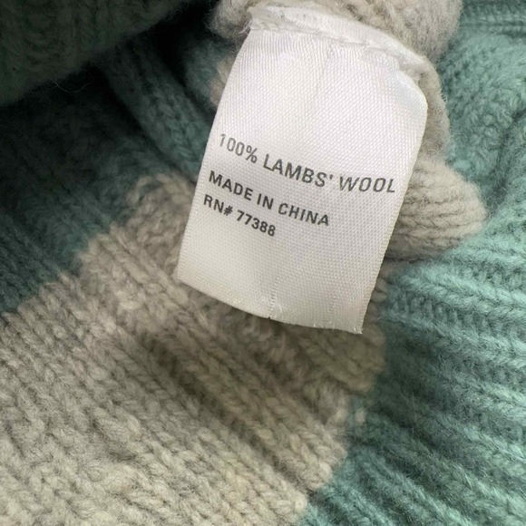 WALLACE 100% Lambswool Cable-Knit Fisherman Sweater Cream Sage Women's Size M‎ - Picture 6 of 8